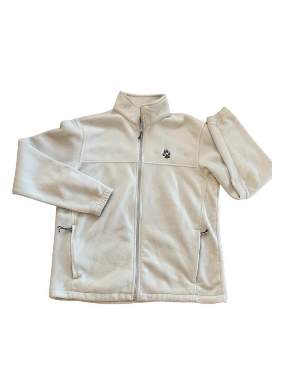 Columbia Women’s Fleece Flanker Full Zip Jacket Light Gray with Paw Print Size L